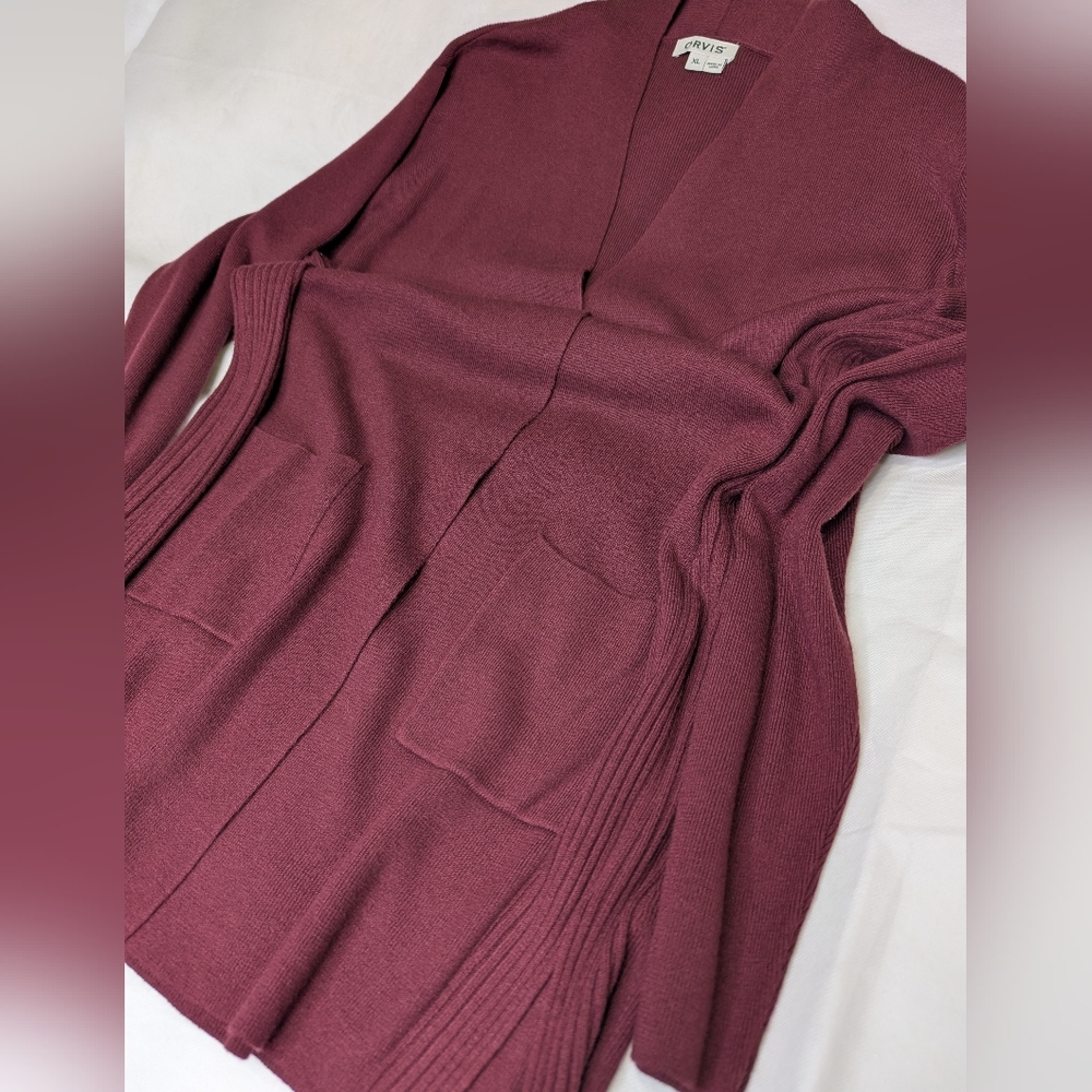 Beautiful Orvis 'Any Wear' Merino Wool Blend Long Tunic Cardigan - Picture 4 of 12
